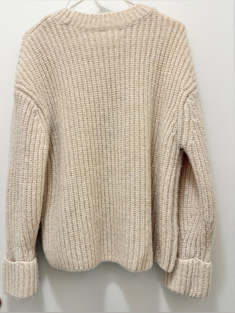 H&M Cream Sparkle Chunky Jumper Long Sleeve Top - Size Medium - Picture 2 of 14